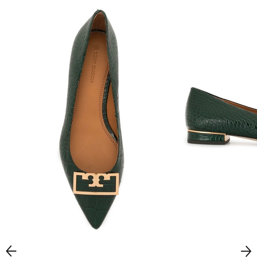 Tory burch GEORGIA POINTED TOE FLAT colour green size US 6 New